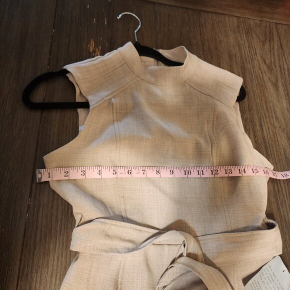 Tahari Seamed Tie Waist A-Line Dress NWT Tan Size 2 - Picture 5 of 11
